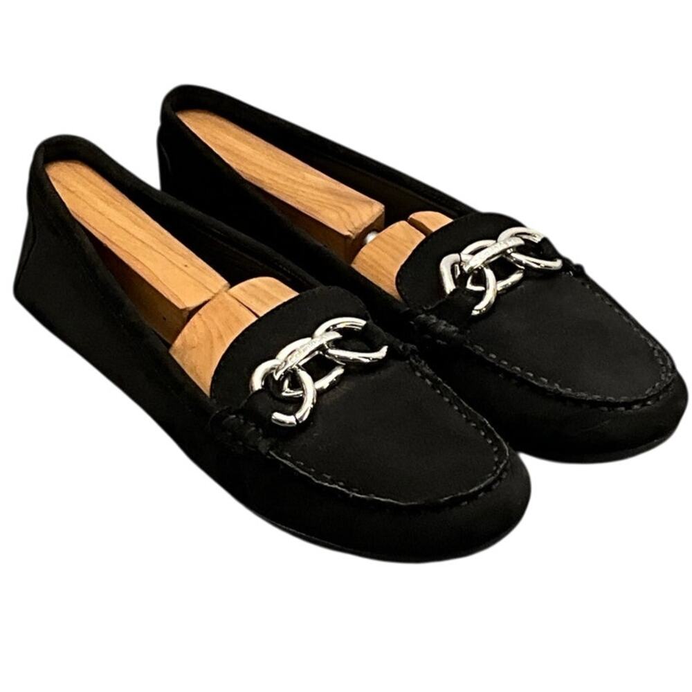 Calvin Klein Black Casual Slip On Silver Chain Comfort Driving Loafer Women 8.5